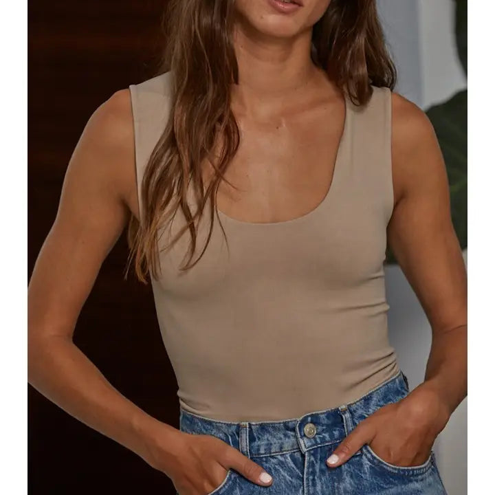 Women's Solid U Neck Double Layered Seamless Tank (Available in 4 Colors!)