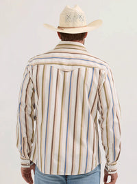 Wrangler Retro Men's L/S Premium Stripe Western Snap Shirt in Natural (Available in Tall Sizes)