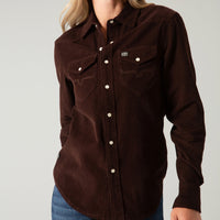 Kimes Ranch Women's Dark Brown Dixon Cord Button Down Long Sleeve Shirt