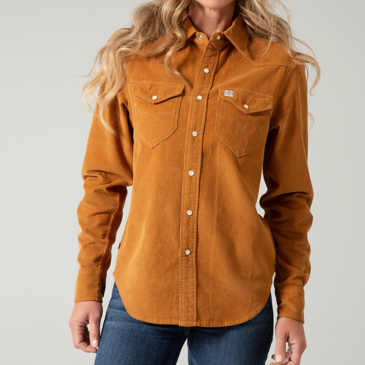 Kimes Ranch Women's Camel Dixon Cord Button Down Long Sleeve Shirt