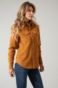 Kimes Ranch Women's Camel Dixon Cord Button Down Long Sleeve Shirt