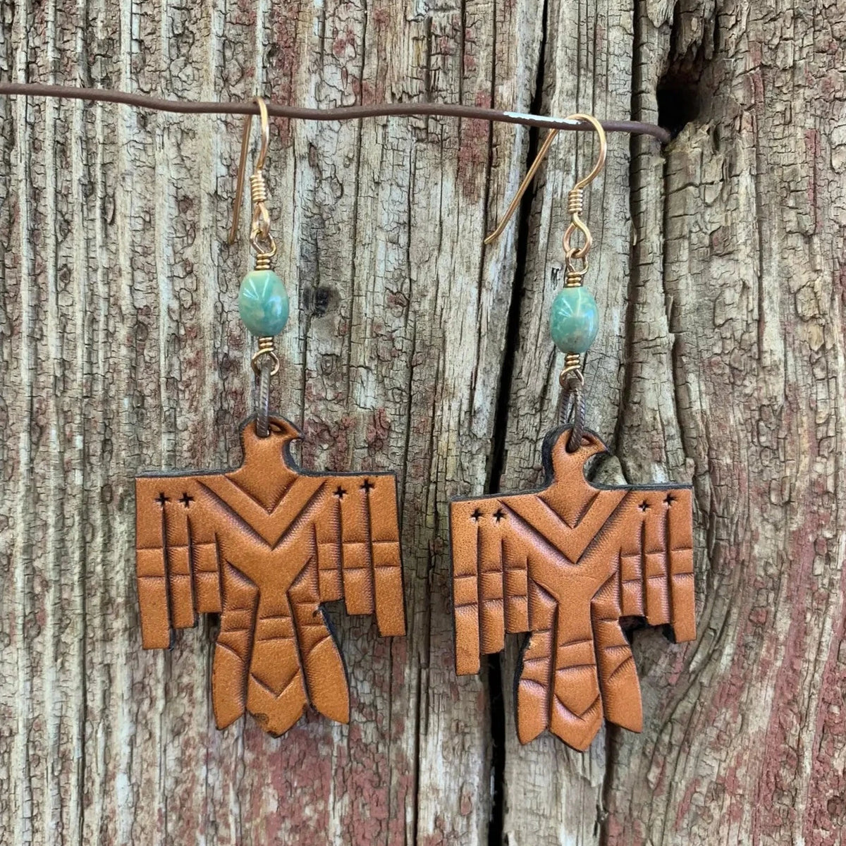 J Forks Thunderbird Leather Earrings