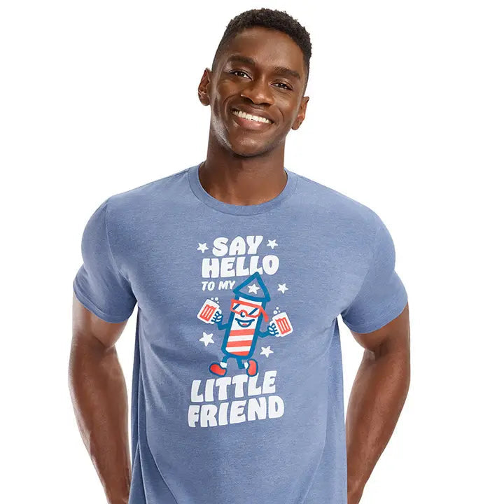 Men's Little Friend Graphic T-Shirt in Heather Blue