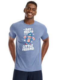 Men's Little Friend Graphic T-Shirt in Heather Blue