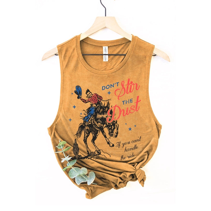 Women's "Don't Stir The Dust" Graphic Tank Top in Mustard