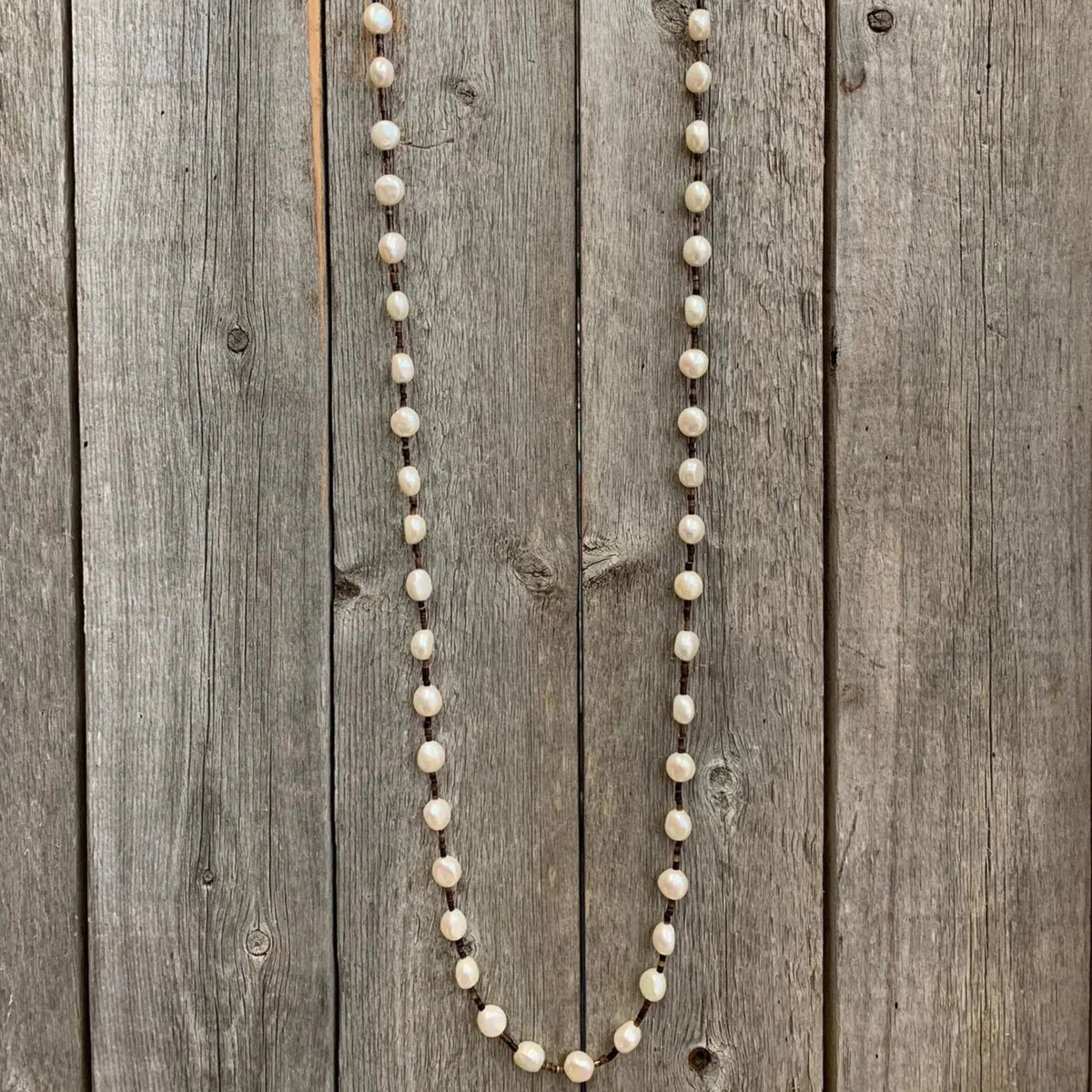 J Forks Pearl & Brown Pin Shell Wrap Necklace