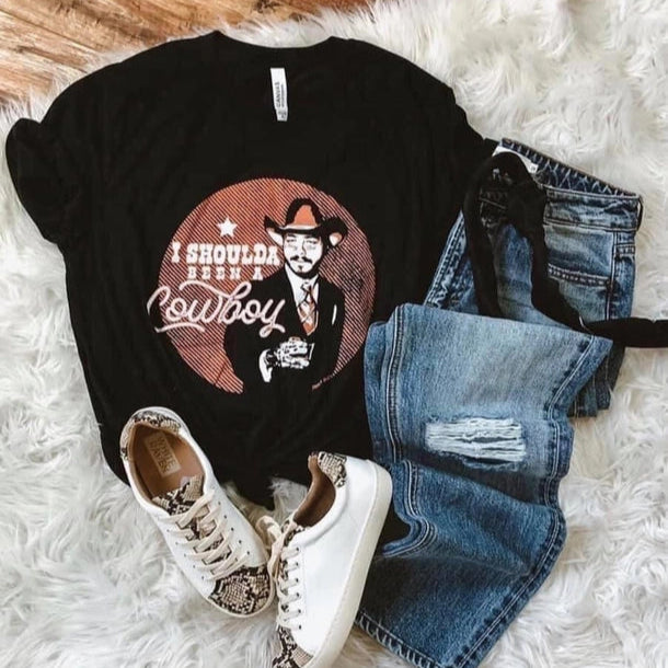 Women's Shoulda Been A Cowboy Graphic Tee in Black