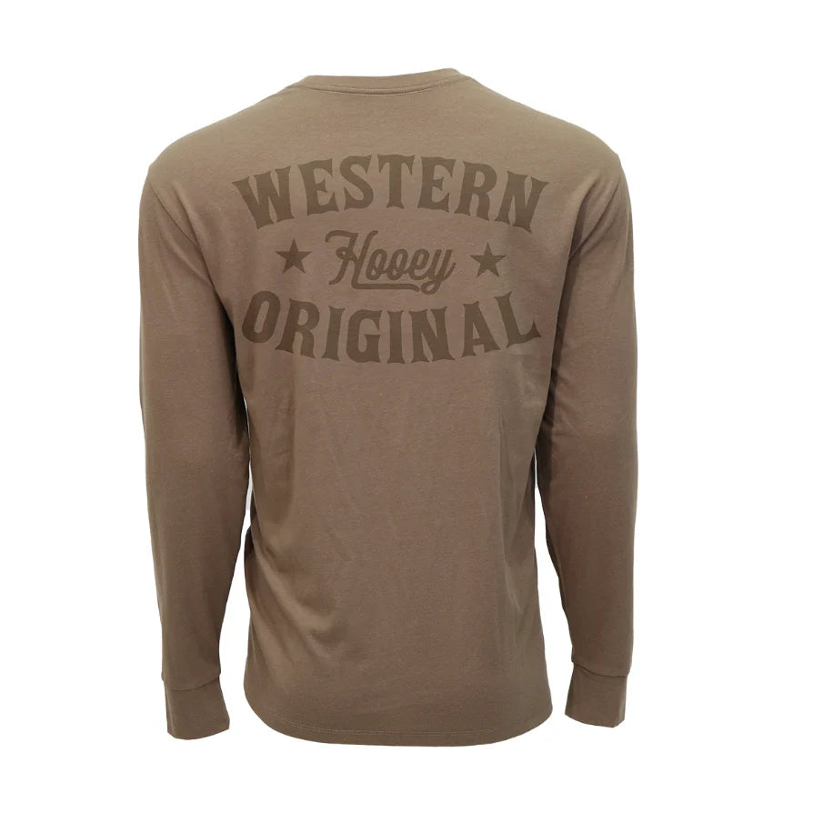 Hooey Men's Knockout Classic Logo Long Sleeve Tee in Shitake Brown