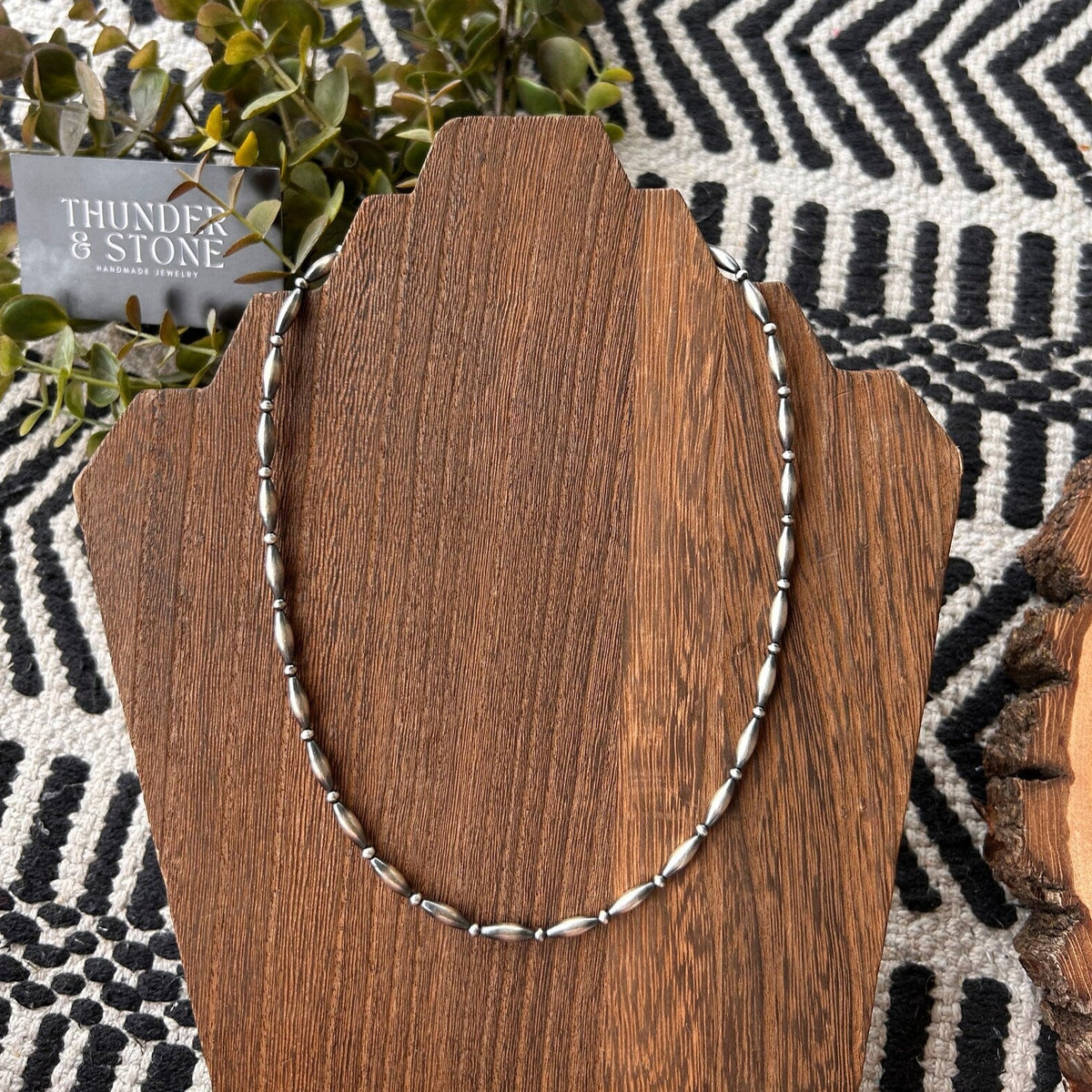 Sterling Silver Torpedo Navajo Pearl Necklace