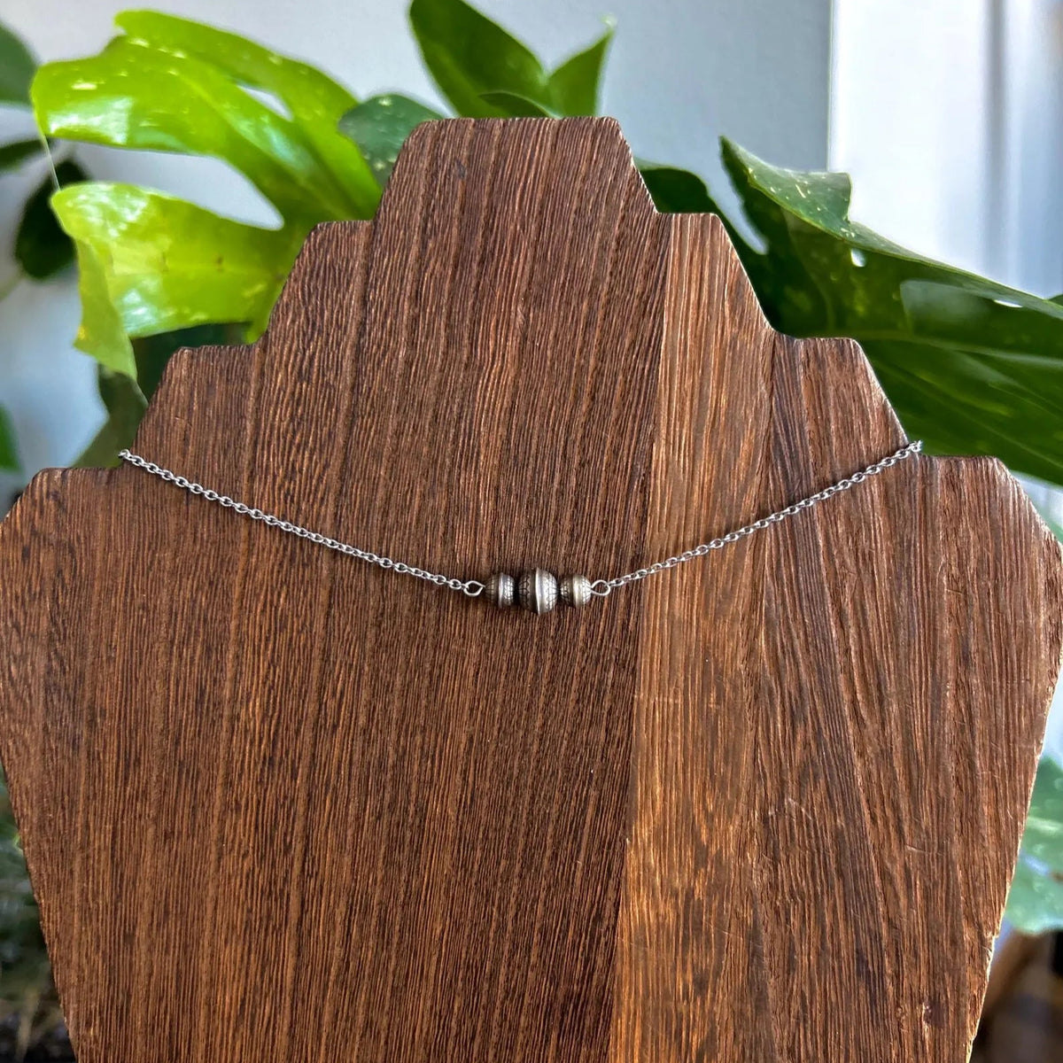 Thunder & Stone Genuine Antiqued Hand Stamped Sterling Silver Navajo Pearl Choker Necklace
