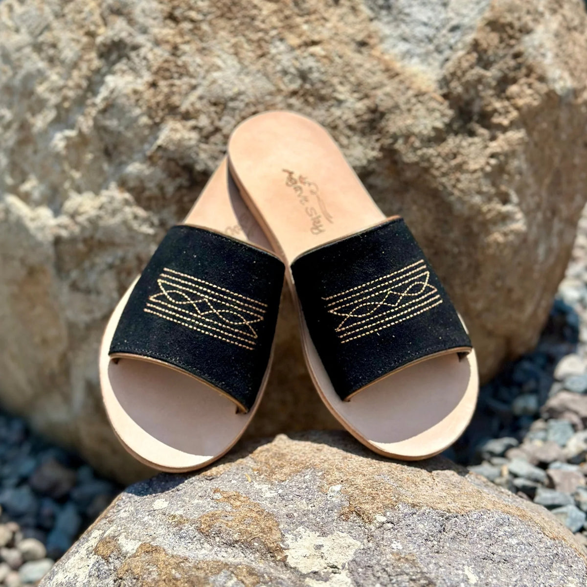 Agave Sky Women's Nadia Western Slide in Black & Copper
