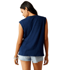 Ariat Women's Repaired Solid Sleeveless Pocket T-Shirt in Indigo