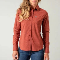 Kimes Ranch Women's Linville Long Sleeve Western Button Down Shirt in Dark Red
