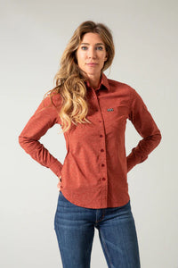 Kimes Ranch Women's Linville Long Sleeve Western Button Down Shirt in Dark Red