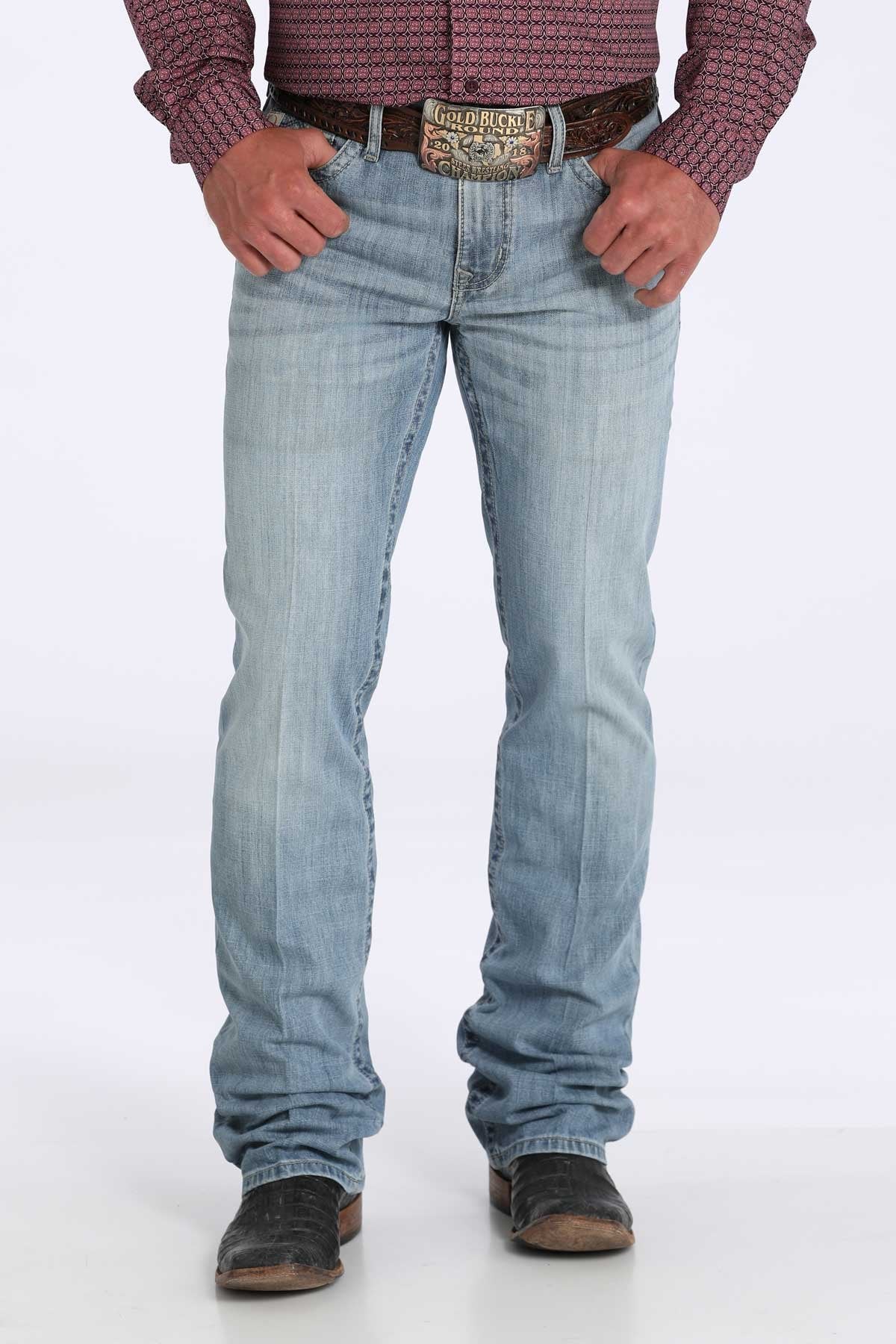 Cinch Men's Ian Slim Fit Bootcut Jean in Light Stonewash
