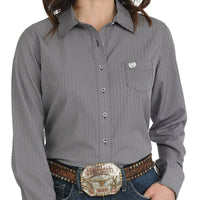 Cinch Women's L/S Arenaflex Geometric Polka Dot Western Button Down Shirt in Purple