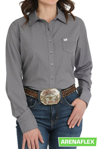 Cinch Women's L/S Arenaflex Geometric Polka Dot Western Button Down Shirt in Purple