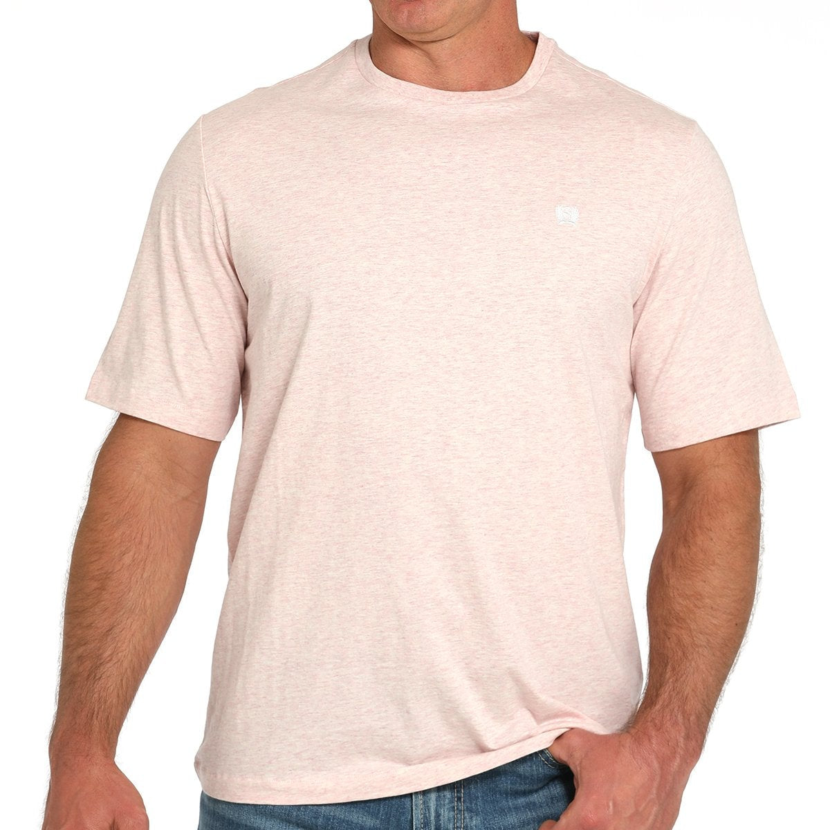 Cinch Men's Solid Logo Tee in Pink