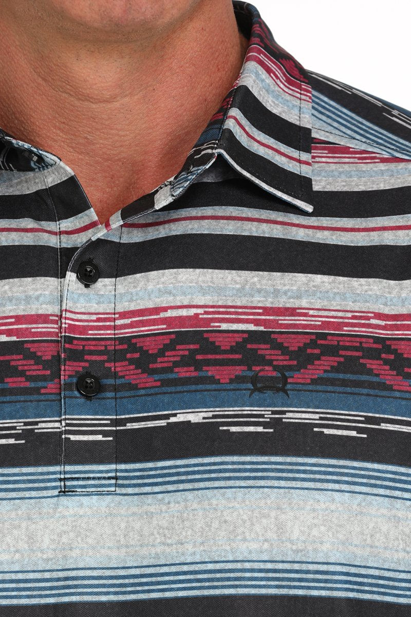 Cinch Men's S/S Arenaflex Southwestern Stripe Polo in Multi
