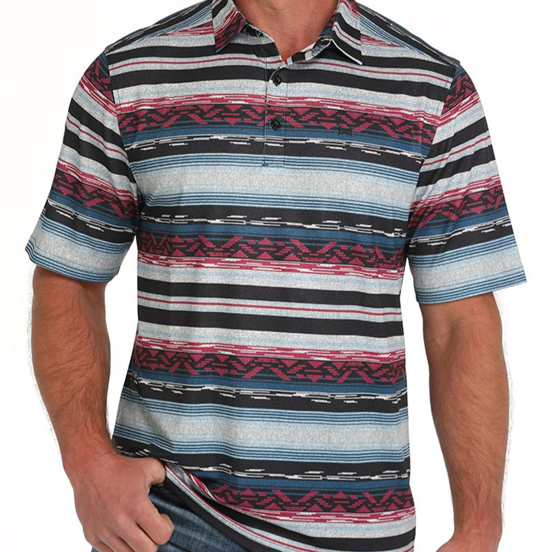 Cinch Men's S/S Arenaflex Southwestern Stripe Polo in Multi