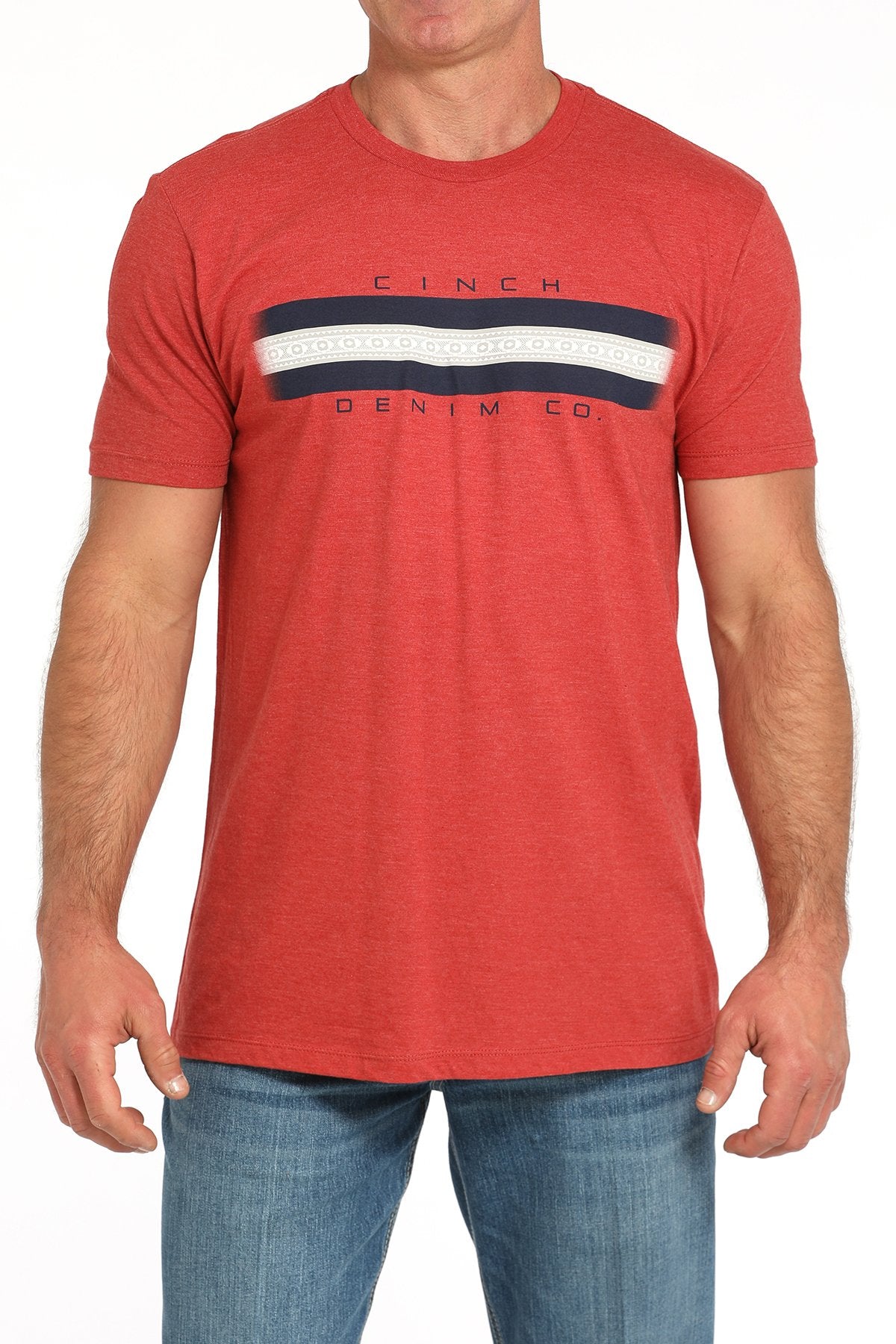 Cinch Men's Denim Co Graphic Logo T-Shirt in Red