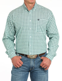Cinch Men's L/S Classic Fit Medallion Western Button Down Shirt in Turquoise