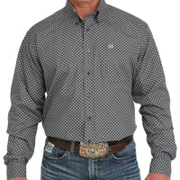 Cinch Men's L/S Classic Fit Geometric Western Button Down Shirt in Gray