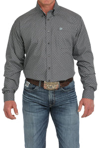 Cinch Men's L/S Classic Fit Geometric Western Button Down Shirt in Gray