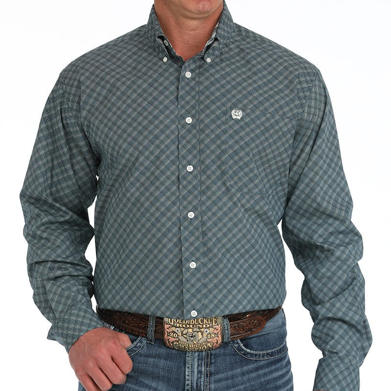 Cinch Men's L/S Classic Fit Geometric Western Button Down Shirt in Blue