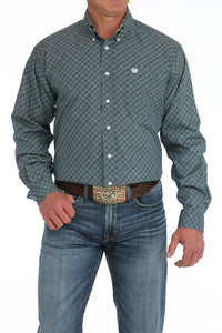 Cinch Men's L/S Classic Fit Geometric Western Button Down Shirt in Blue