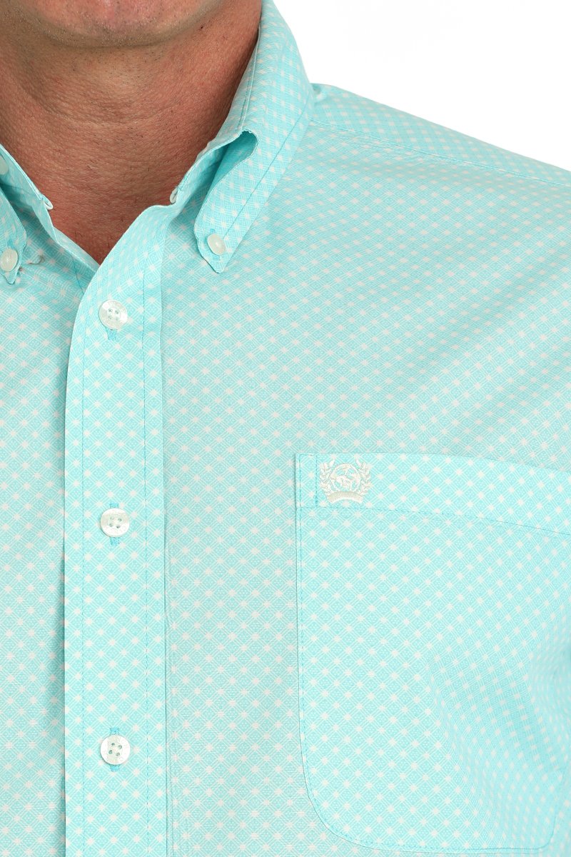 Cinch Men's L/S Classic Fit Geometric Western Button Down Shirt in Turquoise