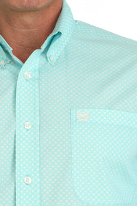 Cinch Men's L/S Classic Fit Geometric Western Button Down Shirt in Turquoise