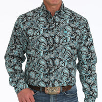 Cinch Men's L/S Classic Fit Paisley Western Button Down Shirt in Black