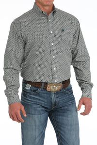 Cinch Men's L/S Classic Fit Medallion Western Button Down Shirt in Cream