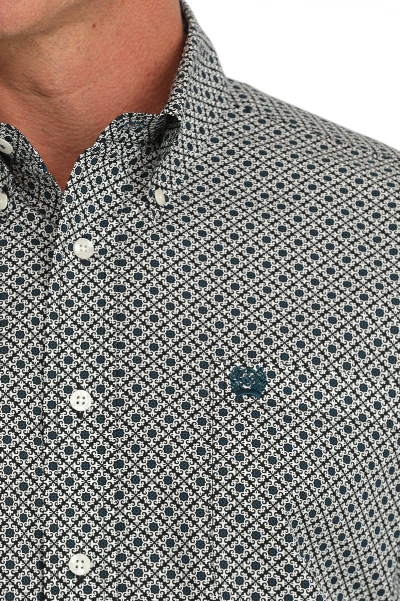 Cinch Men's L/S Classic Fit Medallion Western Button Down Shirt in Cream