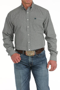 Cinch Men's L/S Classic Fit Medallion Western Button Down Shirt in Cream