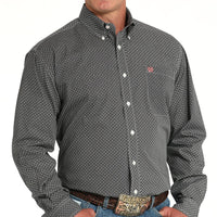 Cinch Men's L/S Classic Fit Geometric Western Button Down Shirt in Grey