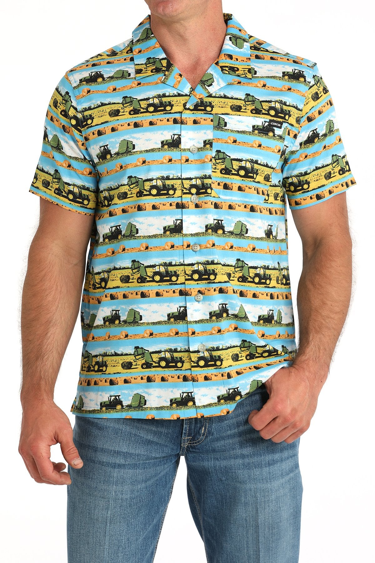 Cinch Men's Hayin' Season Short Sleeve Camp Shirt