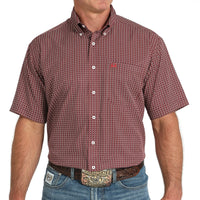 Cinch Men's S/S Arenaflex Medallion Print Western Button Down Shirt in Burgundy