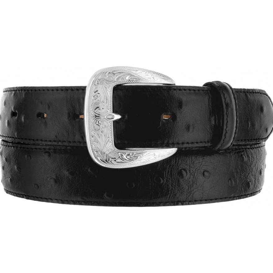 Tony Lama Black Ostrich Print Belt