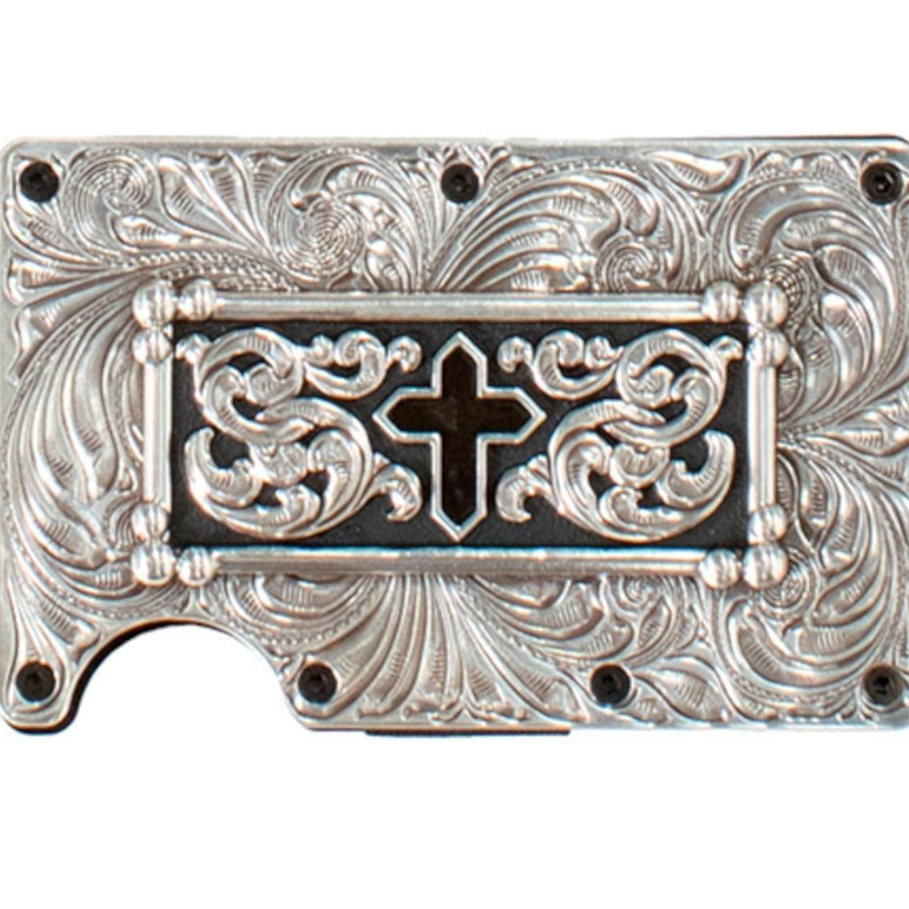 3D Men's RFID Block Cross Utility Wallet in Silver