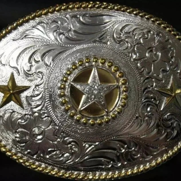 Nocona Texas Star Gold and Silver Oval Buckle – Branded  display picture 1