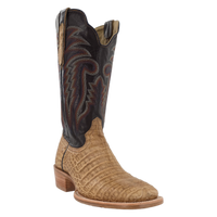 R. Watson Men's Caiman Belly Wide Square Toe Boot in Saddle