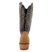 R. Watson Men's Caiman Belly Wide Square Toe Boot in Saddle