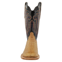 R. Watson Men's Caiman Belly Wide Square Toe Boot in Saddle