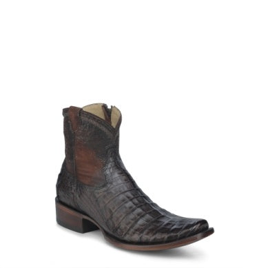 Corral Men's Chocolate Caiman Embroidered Narrow Square Toe Boot