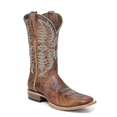 Circle G Men's Tan Embroidered Wide Square Toe Boot