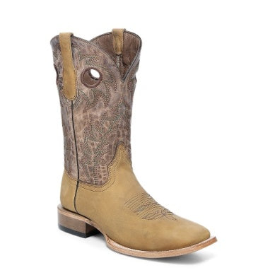 Circle G Men's Honey Embroidered Wide Square Toe Boot