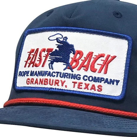 Fast Back Men's Embroidered Logo Patch Rope Trucker Cap in Navy