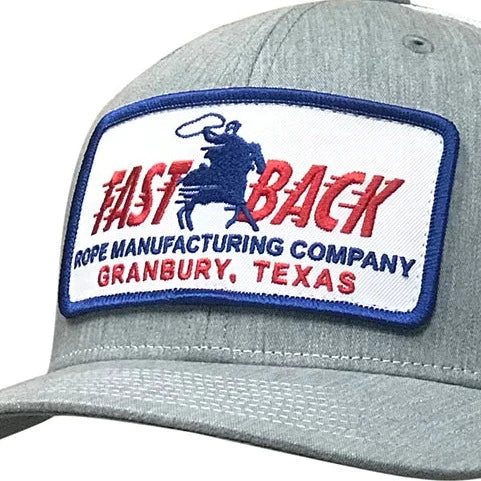 Fast Back Men's Embroidered Logo Patch Trucker Cap in Grey/White